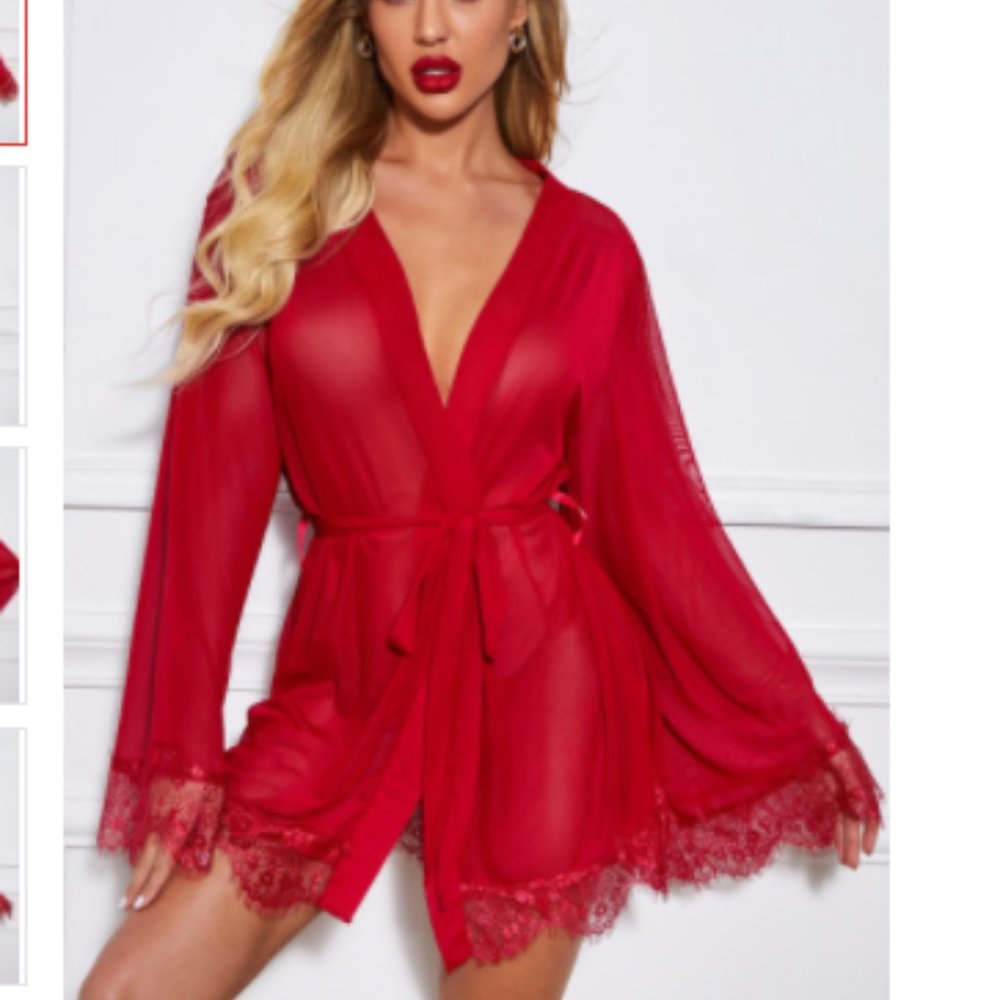 HP! 🎉 Bell Sleeves Wrapped Robe with thong. - Picture 3 of 5